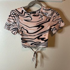 Pink, Black, and White Zebra Print Crop Top